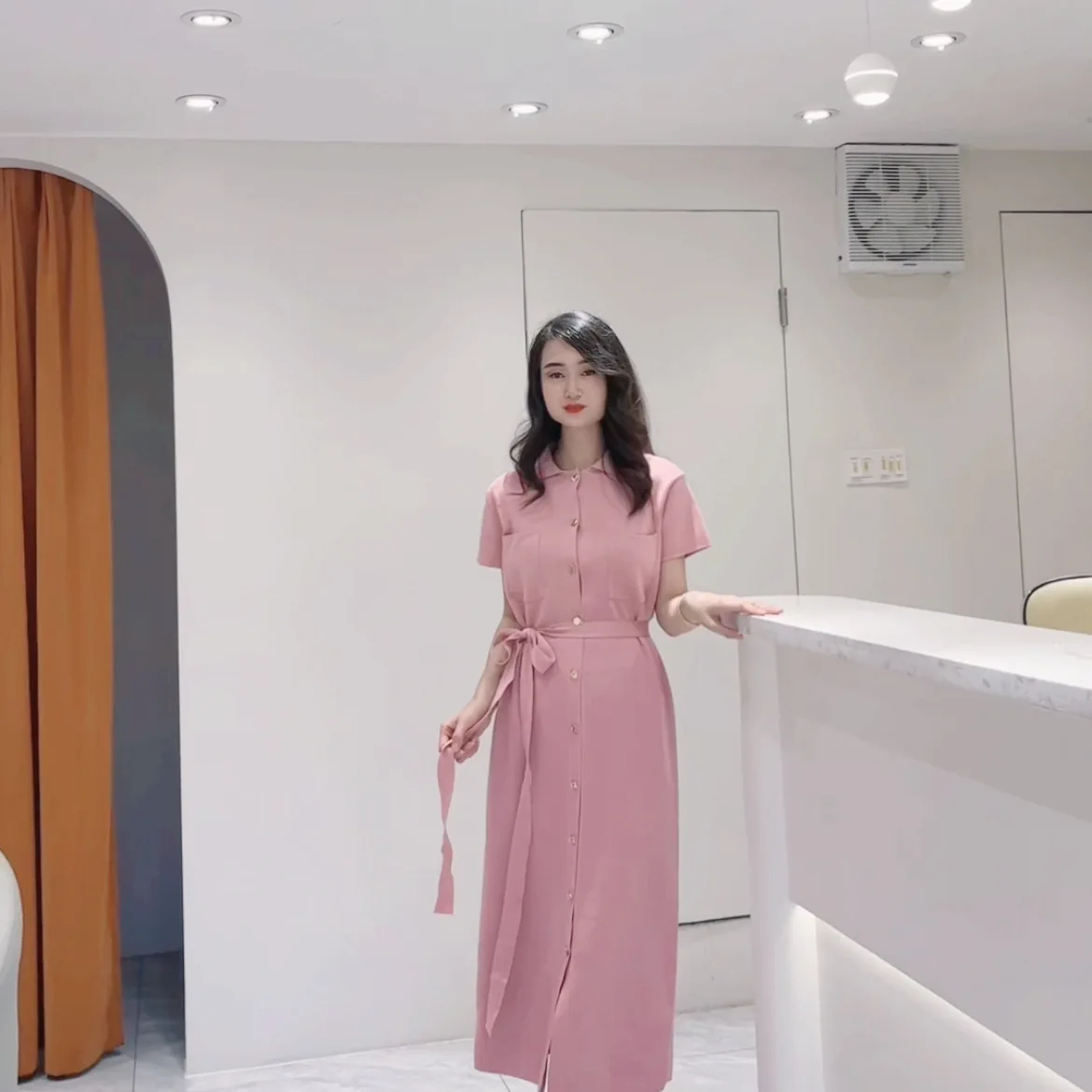 

Женское облегающее мини-платье, повседневное розовое платье с запахом и длинным рукавом, для работы, 2023