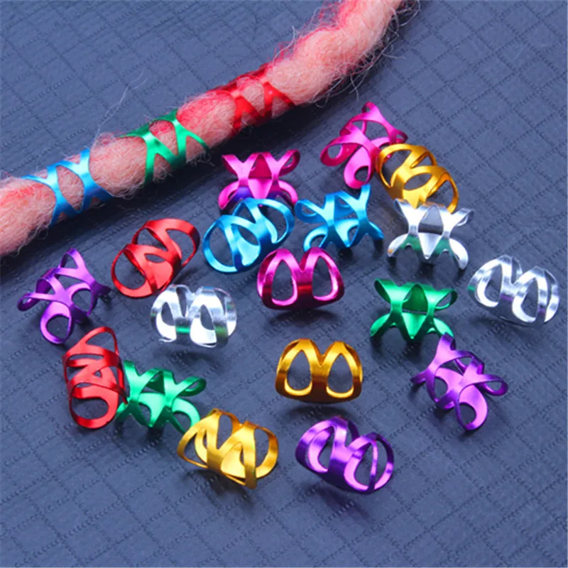 100pcs African Hair Rings Beads Cuffs Tubes Charms Hollow Out Dreadlock Hair Braids Jewelry Hair Braider Decoration Accessory