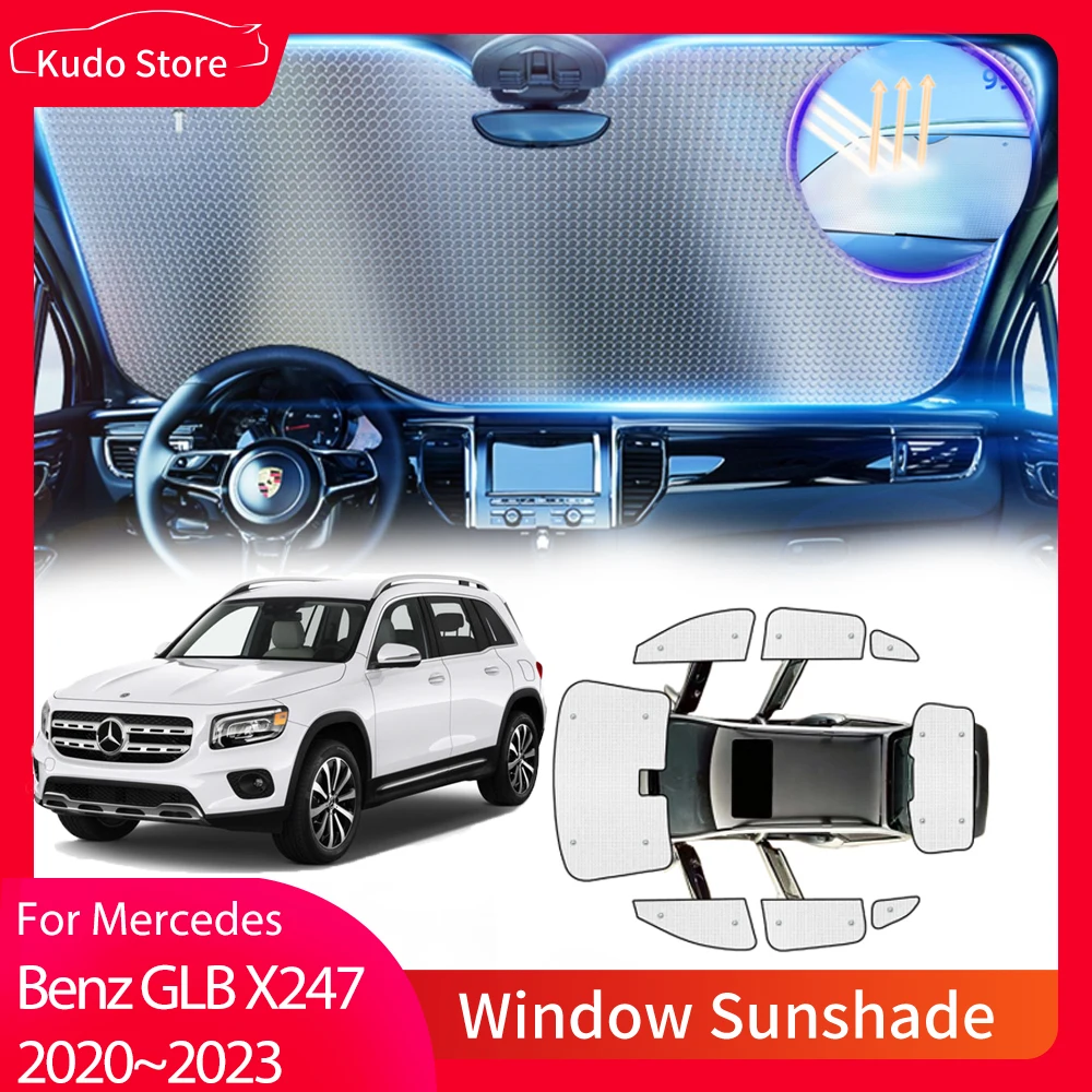

Full Coverage Sunshades for Mercedes Benz GLB 180 200 250 X247 2020~2023 Windows Visor Mats Front Windshield Curtain Accessories