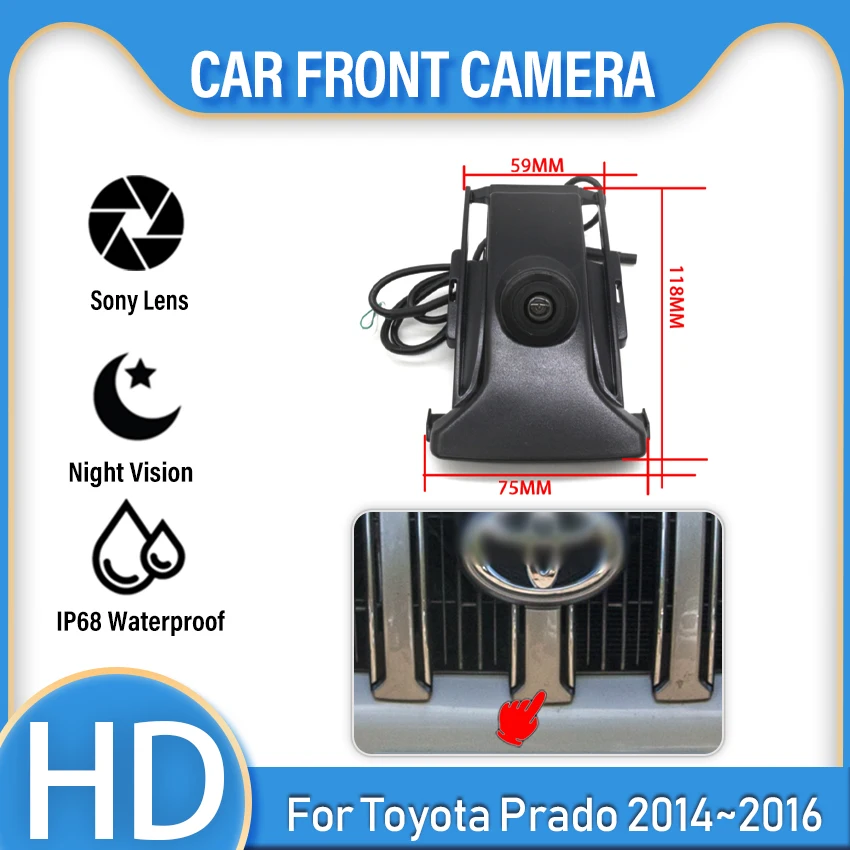 

1080*720P HD CCD Высокое качество 140deg Автомобильная передняя решетка зрения камера для Toyota Prado 2014 2015 2016 парковочная камера ночного видения