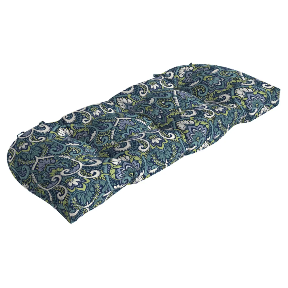 

OIMG Outdoor Wicker Settee Cushion 41.5 X 18, Sapphire Aurora Blue Damask