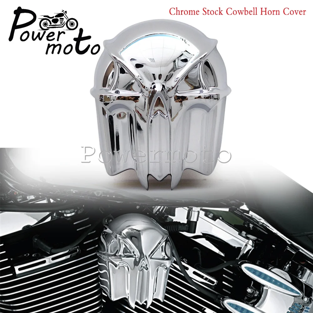 

Пластиковый хромированный ковбелл, Череп, труба, гудок, чехлы для Harley Softail Touring Dyna 1992-2013, защитный сигнал, аксессуары для мотоциклов