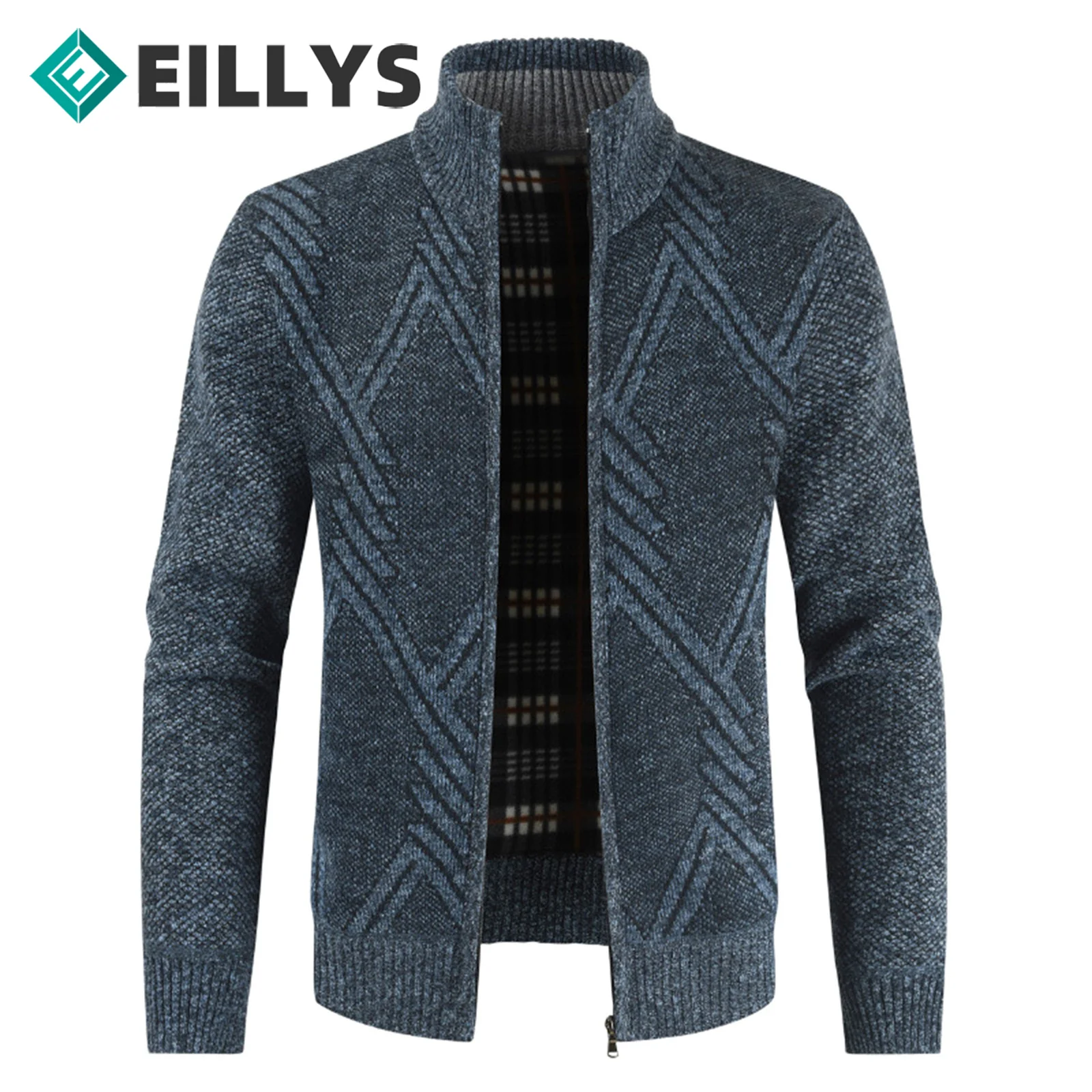 

Top Quality Autumn Winter New Men Jacket Slim Fit Stand Collar Zipper Jacket Men Solid Color Thick Warm Jackets Men Sweater Coat