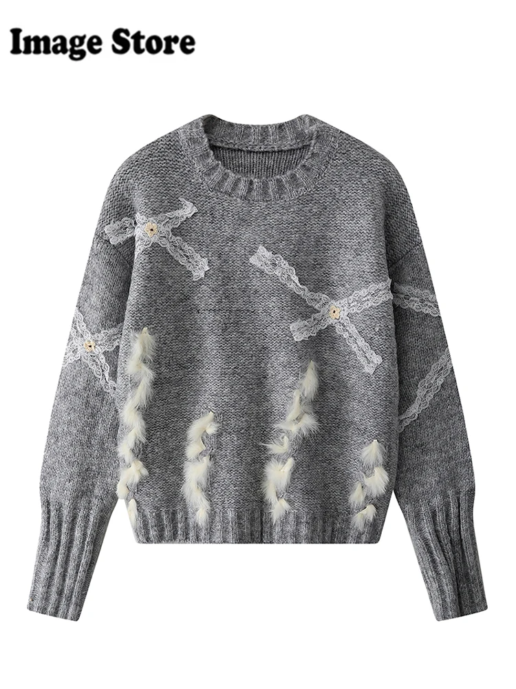 Зимние женские винтажные пуловеры со старыми деньгами толстый свитер кружевной