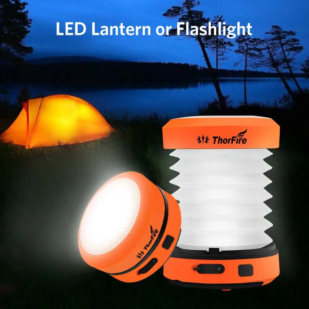 

ThorFire LED Lantern USB Rechargeable Foldable Torch Emergency Lamp Power Bank for Camping Fishing Power Generation by Hand