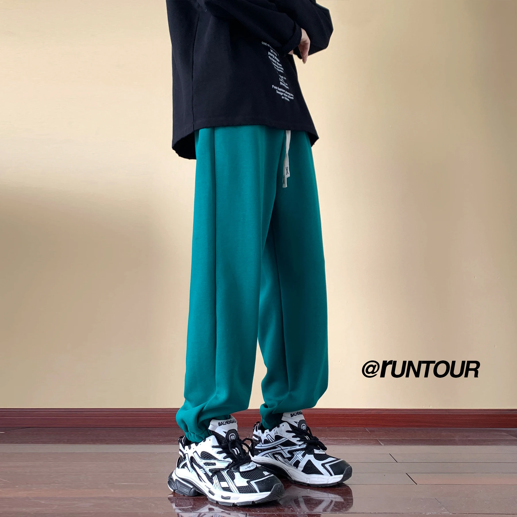 

Hybskr Outdoor Sweatpants for Men's Loose Silm Fitting Straight Jogger Pants Harajuku Fashion Street Solid Color Trousers M-5xl