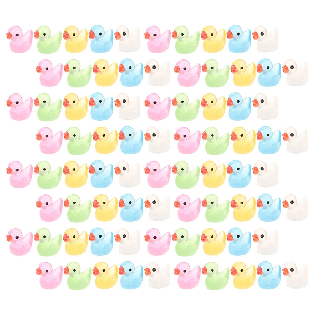 

100 Pcs Mini Duck Fairy Figurine Decor Resin Ornament Garden Miniature Luminous Vehicle Mounted Decoration Statue