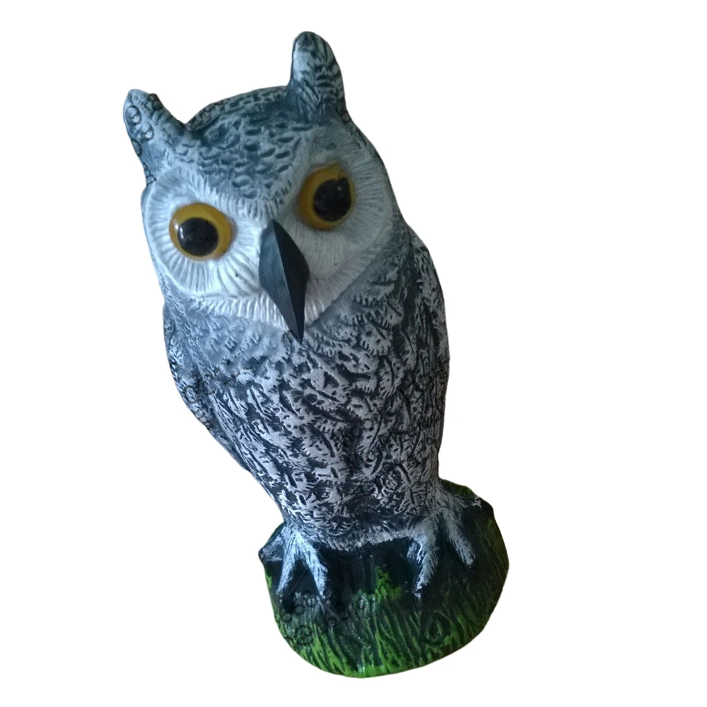

Large Fake Owl Decoy Hunting Deterrent Realistic Pigeon Crow Scarer Statue Scarecrow Outdoor Garden Pest Control