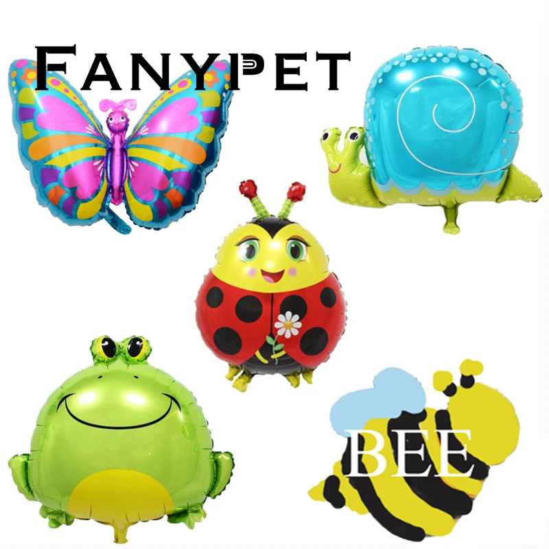 

50pcs lady beetle balloons Snails Butterfly Frog balloons foil animal ballons for kids birthday party decoration globos helium