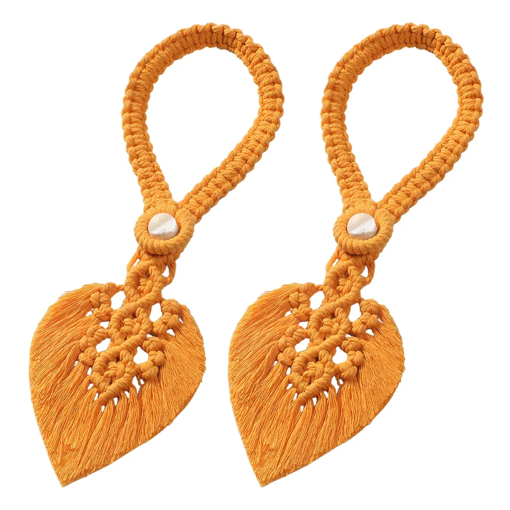 

2PCS Bohemian Tassel Leaf Curtain Tie Rope Autumn Thanksgiving Curtain Tieback