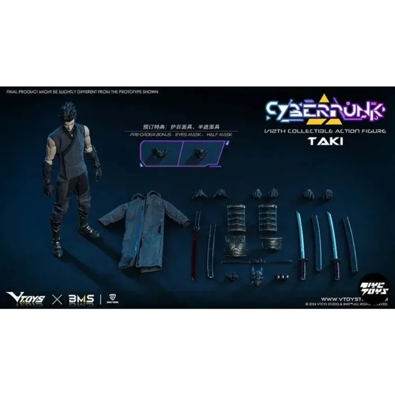 Фото Специальное предложение: В наличии коллекционная фигурка Vtoys Bms 1/12 Cyberpunk Samurai Taki с взаимозаменяемыми масками для взрослых, модель VSD010. №1