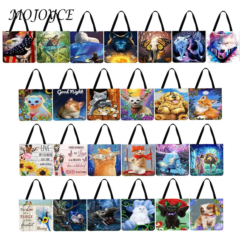 

Практичная льняная квадратная сумка для покупок, Повседневная Женская Повседневная сумка для покупок, вместительные сумки для хранения дл...