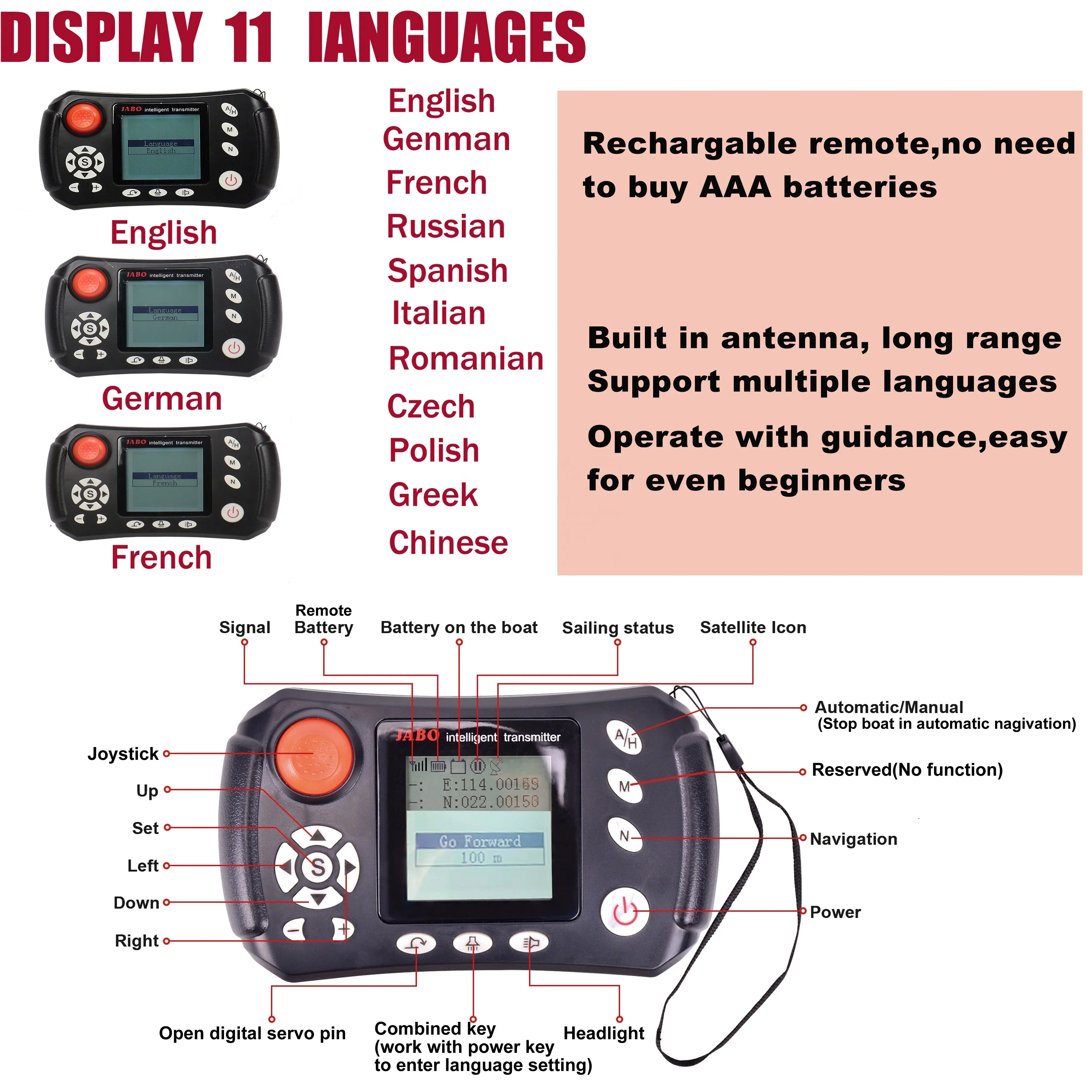 Jabo Dolphin Smart RC Surfer GPS Лодка для рыболовной приманки со штифтом спуска лески и