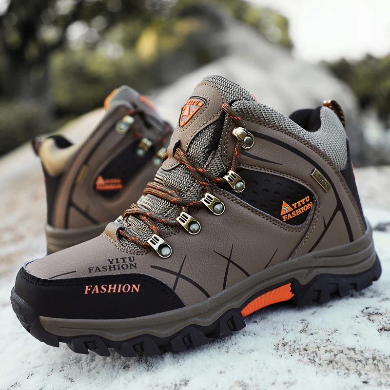 Waterproof Sneakers For Men 2022 New Hiking Shoes Keep Warm Snow Botas Hombre Winter Boot Leather Hunting Tourism Mountain Shoes