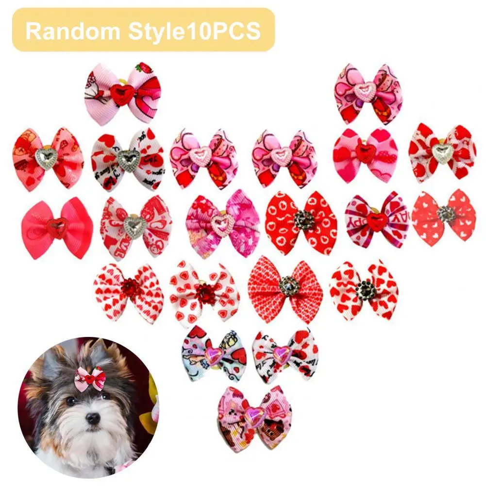 

10Pcs Pet Hair Ropes Adorable Pet Hair Bands Colorful Dogs Bowknot Hair Accessory