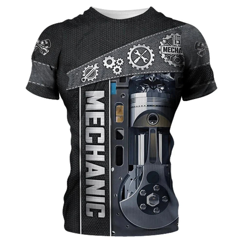 

Mechanic Shirt Men's T-shirt Mechanical Tools Print Short Sleeve Summer Casual Tops T-shirt For Men Oversized Fashion Clothing