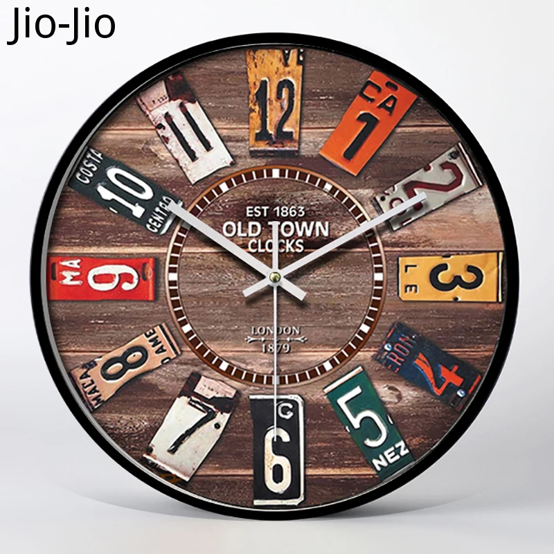 

Американские большие настенные часы со стеклянной крышкой, винтажные металлические настенные часы, домашний декор, креативные Ретро-часы д...