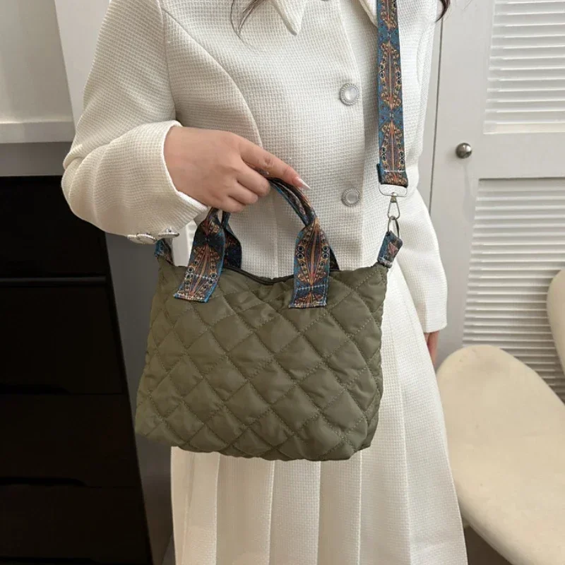 Женская осенне-зимняя ретро-вышивка с широким плечевым ремнем сумка ромбом