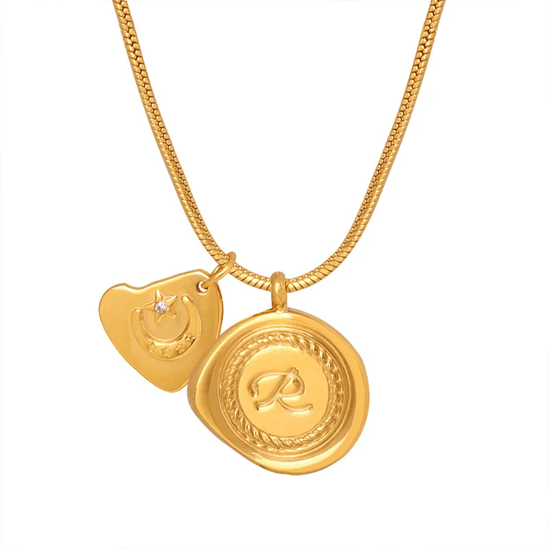 Titanium Moon Star Coins Pendant Necklace Women Jewelry Punk Designer Runway Rare Gown Boho Japan Korean (art.: 3920cbcfc241c) - 3920cbcfc241c