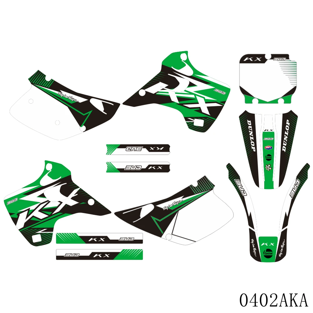 

Full Graphics Decals Stickers Motorcycle Background Custom Number Name For KAWASAKI KX125 KX250 KX 125 KX 250 1992 1993