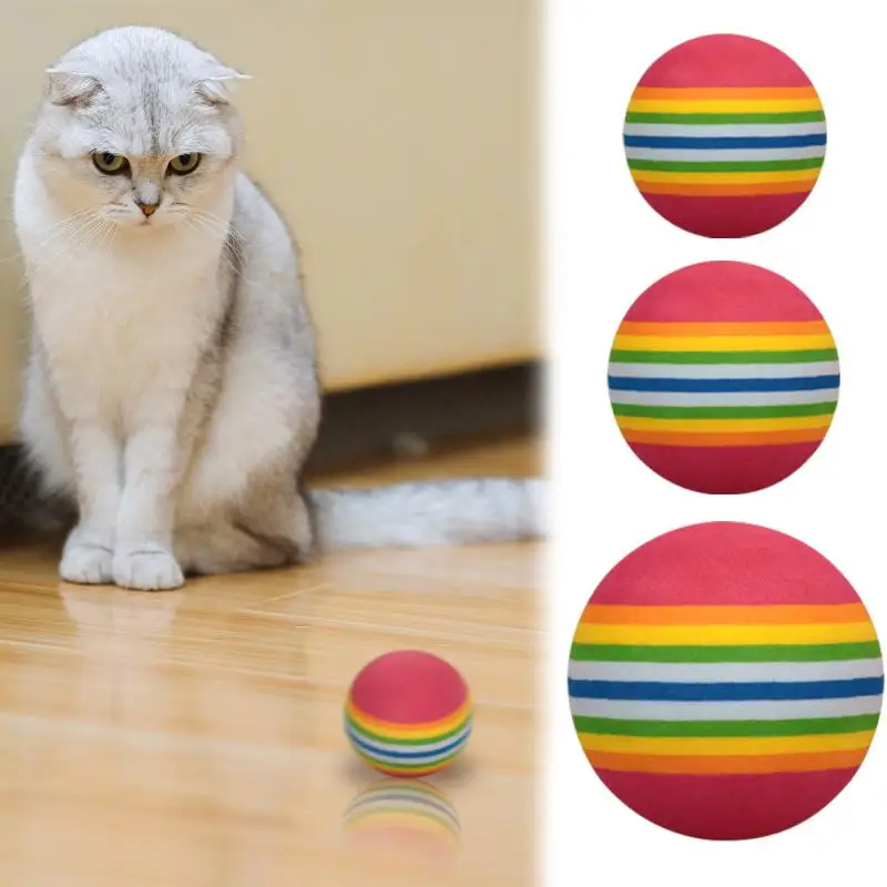 

1/3/5PCS 42mm Rainbow Pet Ball Pet Toy Baby Dog Cat Toys Colorful Play Balls For Pets Kitten Puppy Toys Funny EVA Balls Pets