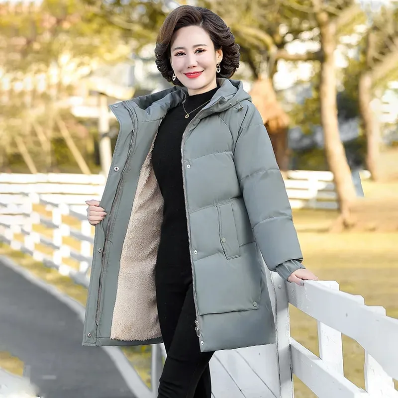 

Новая зимняя парка Tashion, однотонная куртка с хлопковой подкладкой, женское плотное теплое пальто средней длины с капюшоном, женская верхняя одежда для мам, H3330