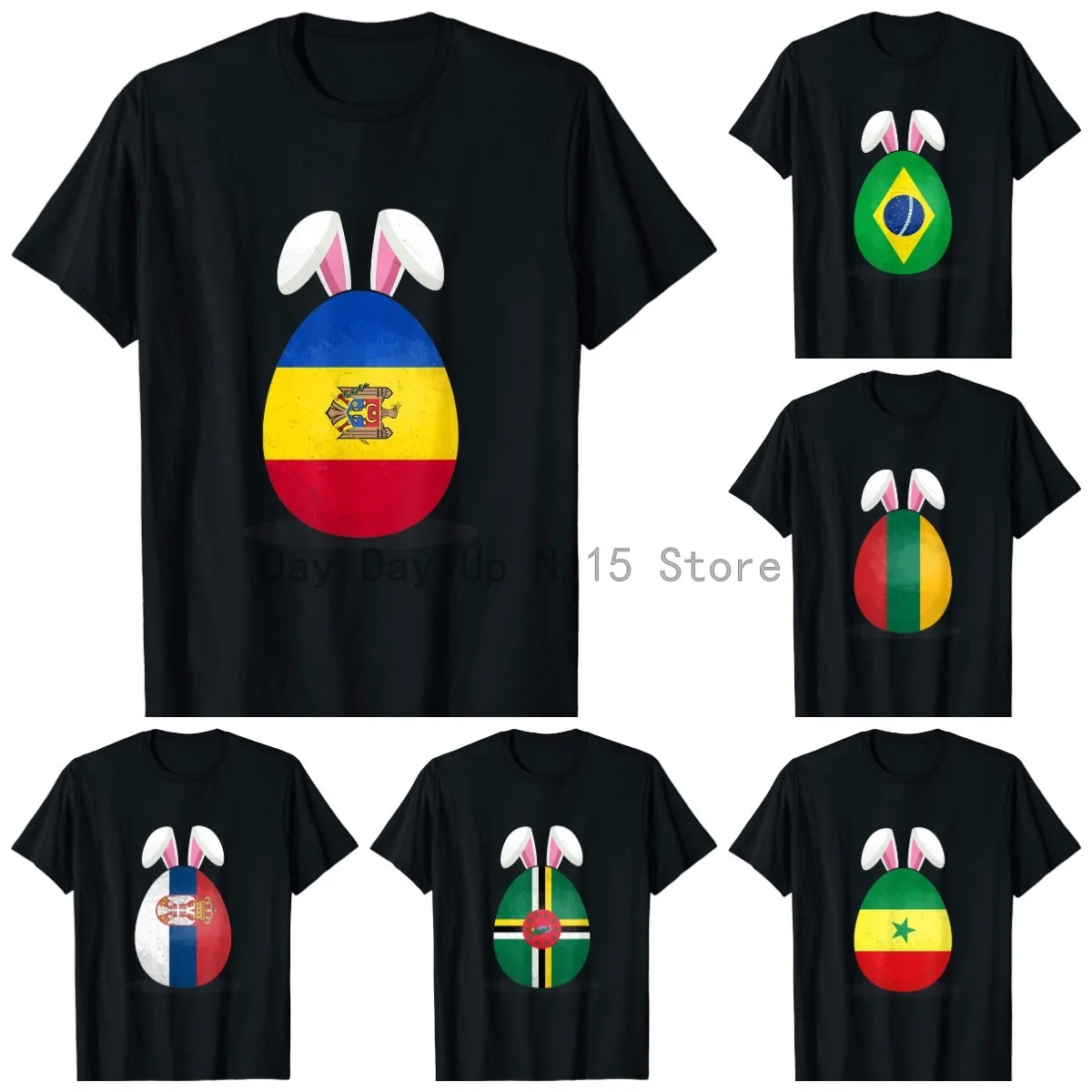 

National Flag Egg Bunny Ears Easter Sunday T-Shirt S-3XL