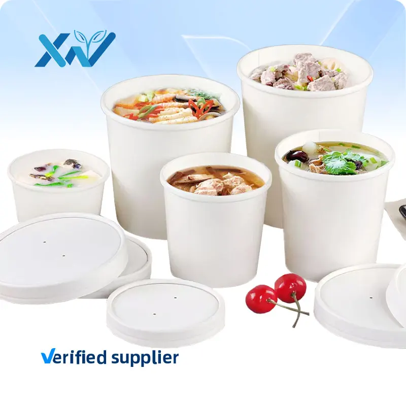 

Оптовая продажа, миска из крафтовой бумаги с крышкой с логотипом на заказ для одноразового удаления горячего супа от китайского производителя