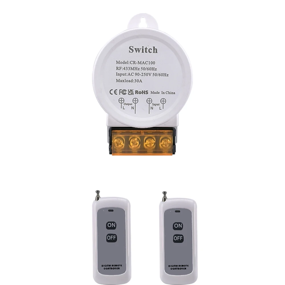 

COLOROCK RF433MHz Remote Control Wireless Switch DIY Device Wide Voltage 90-250V AC Max-load 30A Wide Application
