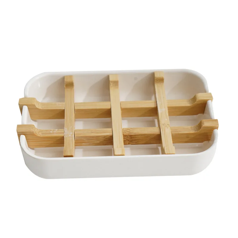 

Bamboo Eco-friendly Portable Soap Dish with Handcrafted Wooden Holder and Tray for Bathroom Storage
