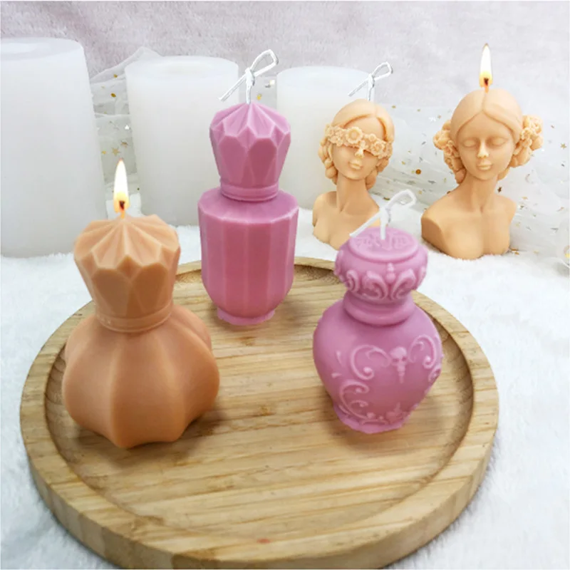 

Diy Creative Three-dimensional Skull Diamond Perfume Bottle Aromatherapy Candle Plaster Silicone Mold Vase Candle Mold Ornament