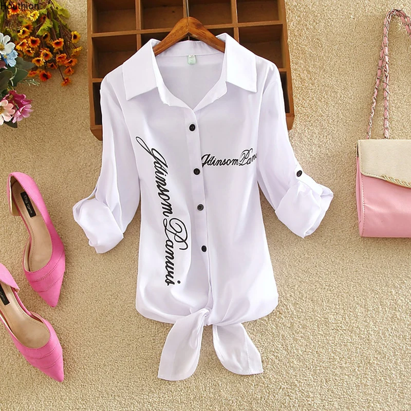 

Женская шифоновая блузка с длинным рукавом, с принтом