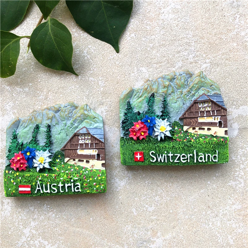 

Handmade 3D Fridge Magnet Switzerland Austria Alps Resin Decorative Magnetic Buckle Message Sticker