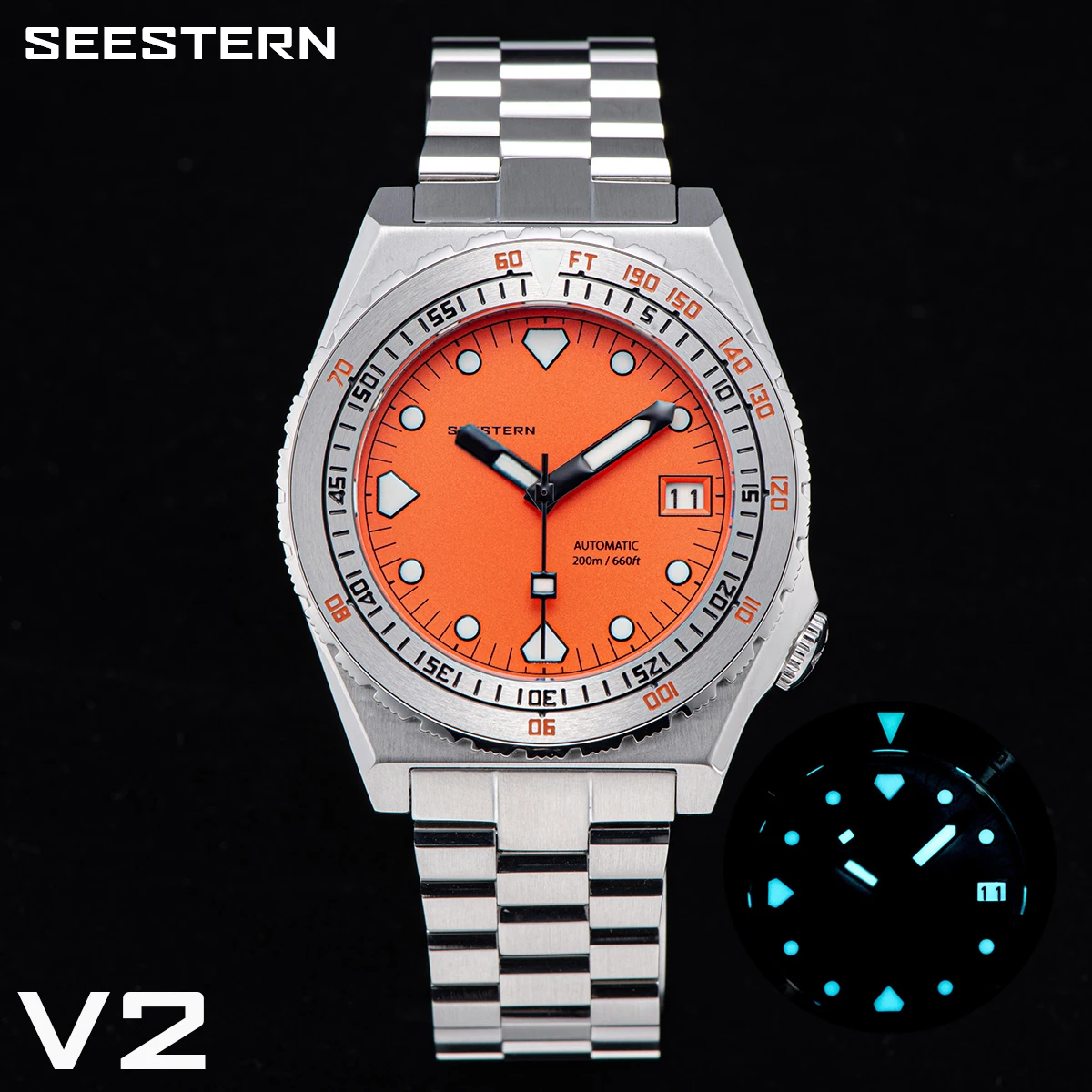 SEESTERN 2022 New Diver Watch For Men SUB600T Automatic NH35 Movement Mechanical Watches 20ATM Waterproof Luminous Wristwatch V2