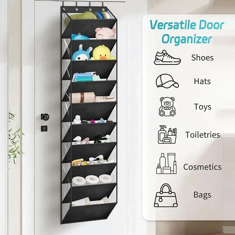 10 Tier Over The Door Shoe Organizer Hanging Shelve For Closet With 4 Metal Hooks Large Capacity