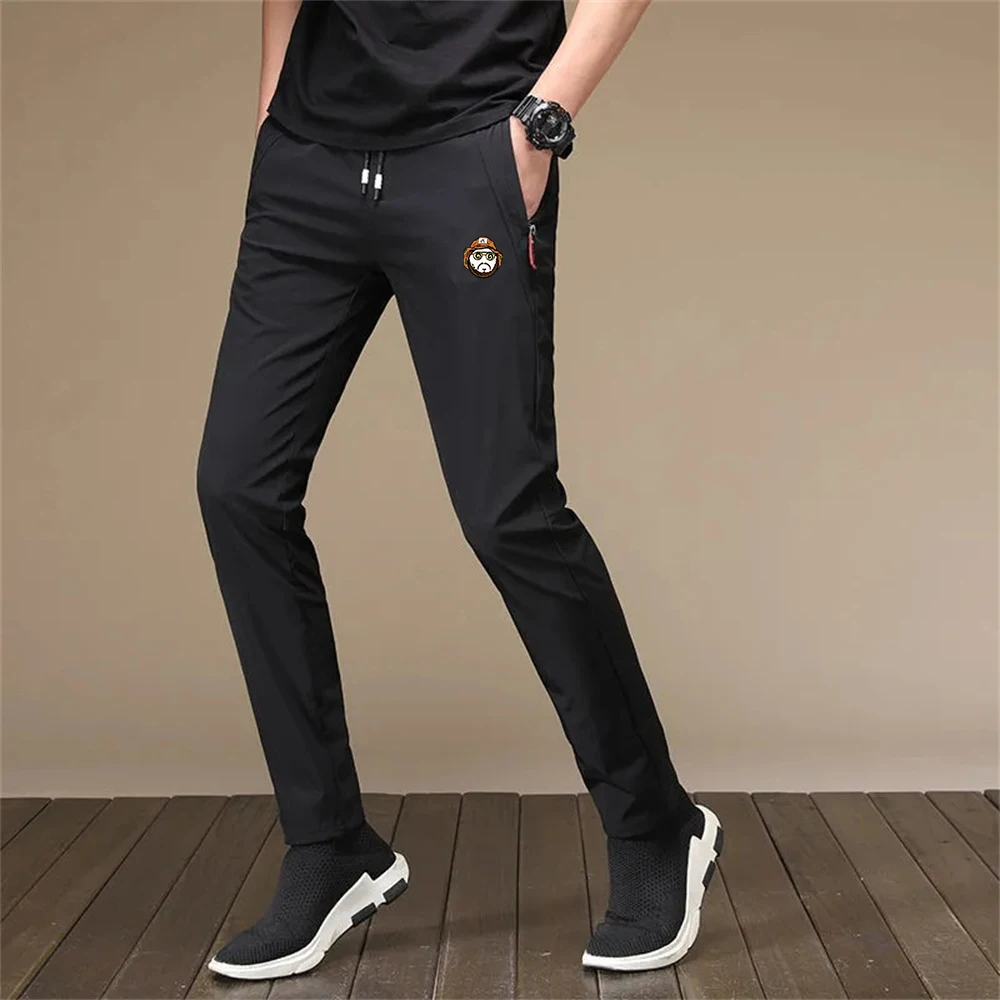 

Новинка, мужские быстросохнущие ультрашелковые эластичные облегающие брюки Malbon для гольфа, молодежные мужские мягкие спортивные брюки для...