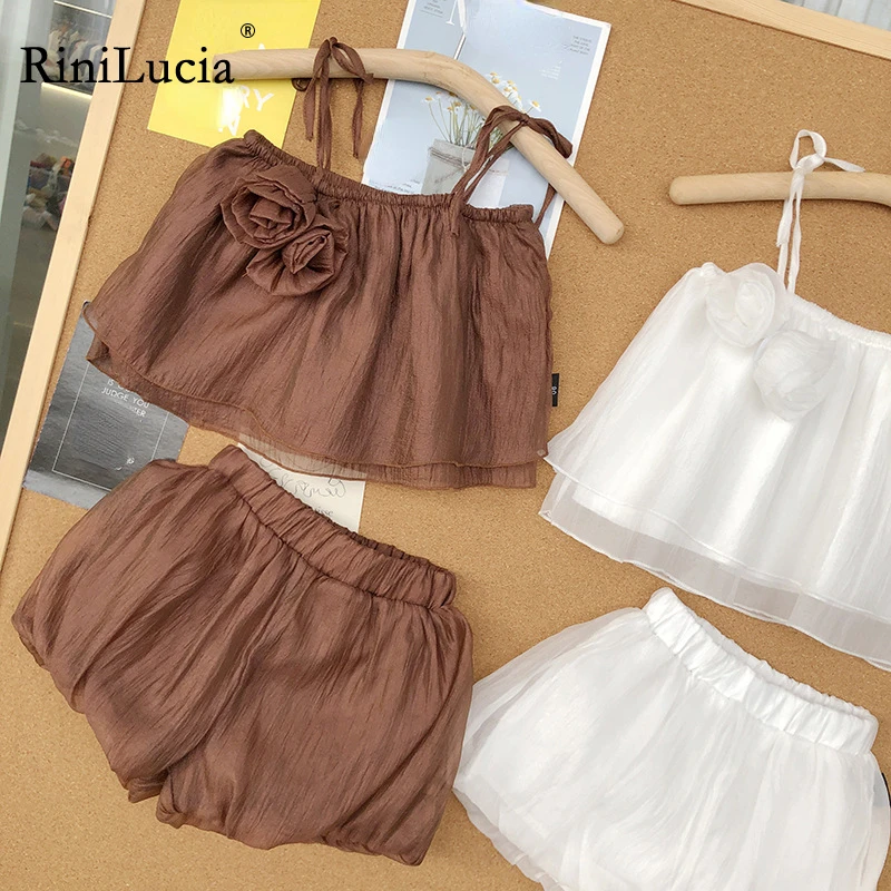 

RiniLucia Clothes for Girls Summer Toddler Girls Clothes Set Solid Suspender Floral Shirt Shorts 2 Pcs Outfits Kids Clothing New