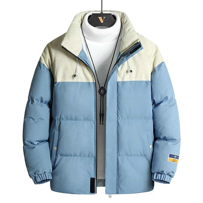 Cotton Padded Thick Parkas Jackets Men Streetwear Hip Hop Patchwork Warm Coats Fashion Harajuku Outwear Male Winter Windbreaker