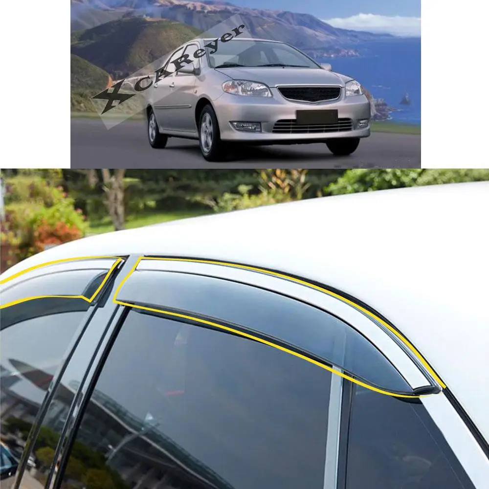 

Car Body Styling Sticker Plastic Window Glass Wind Visor Rain/Sun/Smoke Guard Vent Deflectors For TOYOTA Vios Sedan 2003-2007