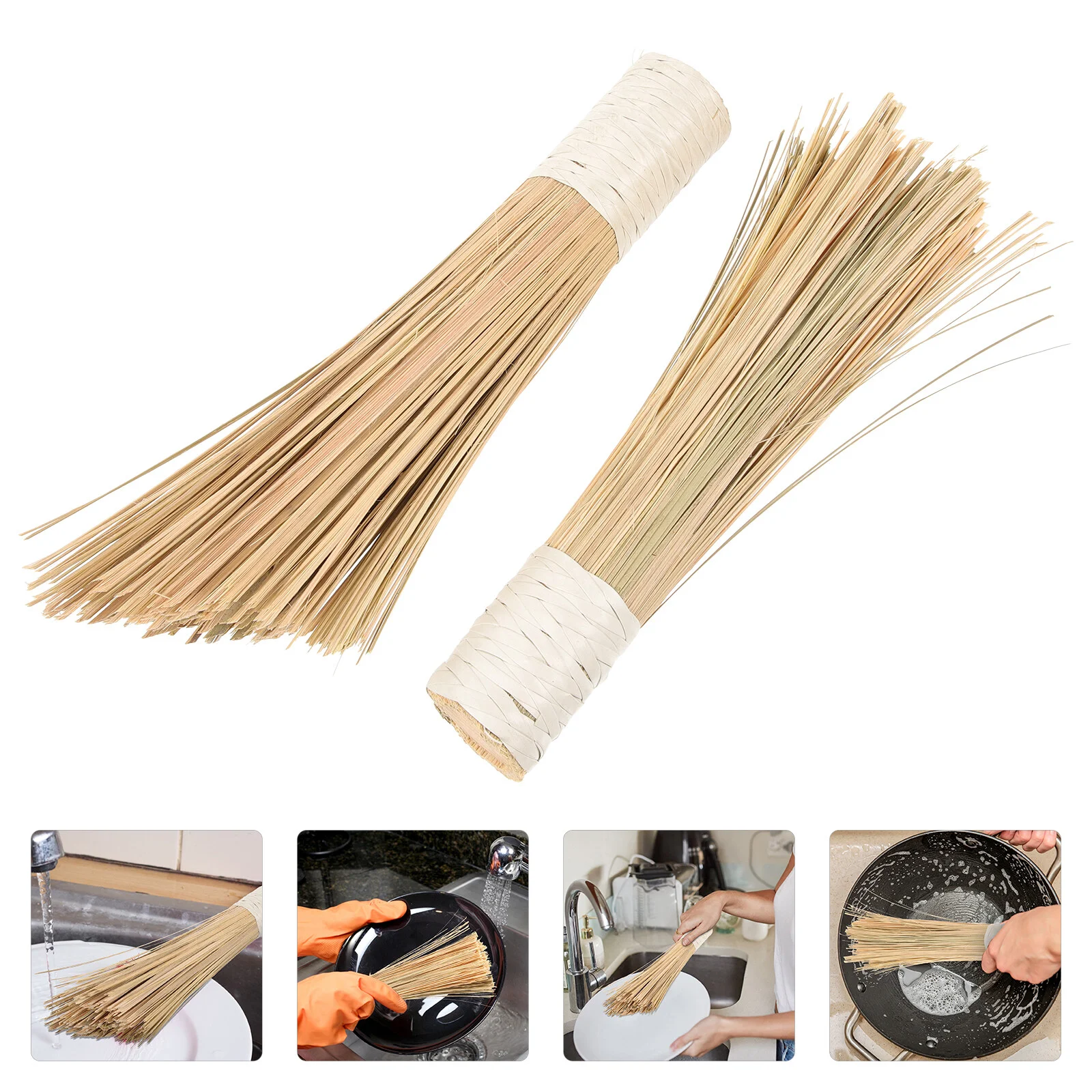

2 Pcs Cauldron Household Cleaning Brushes Convenient Pot Kitchen Dish Bamboo Cookware Scrub