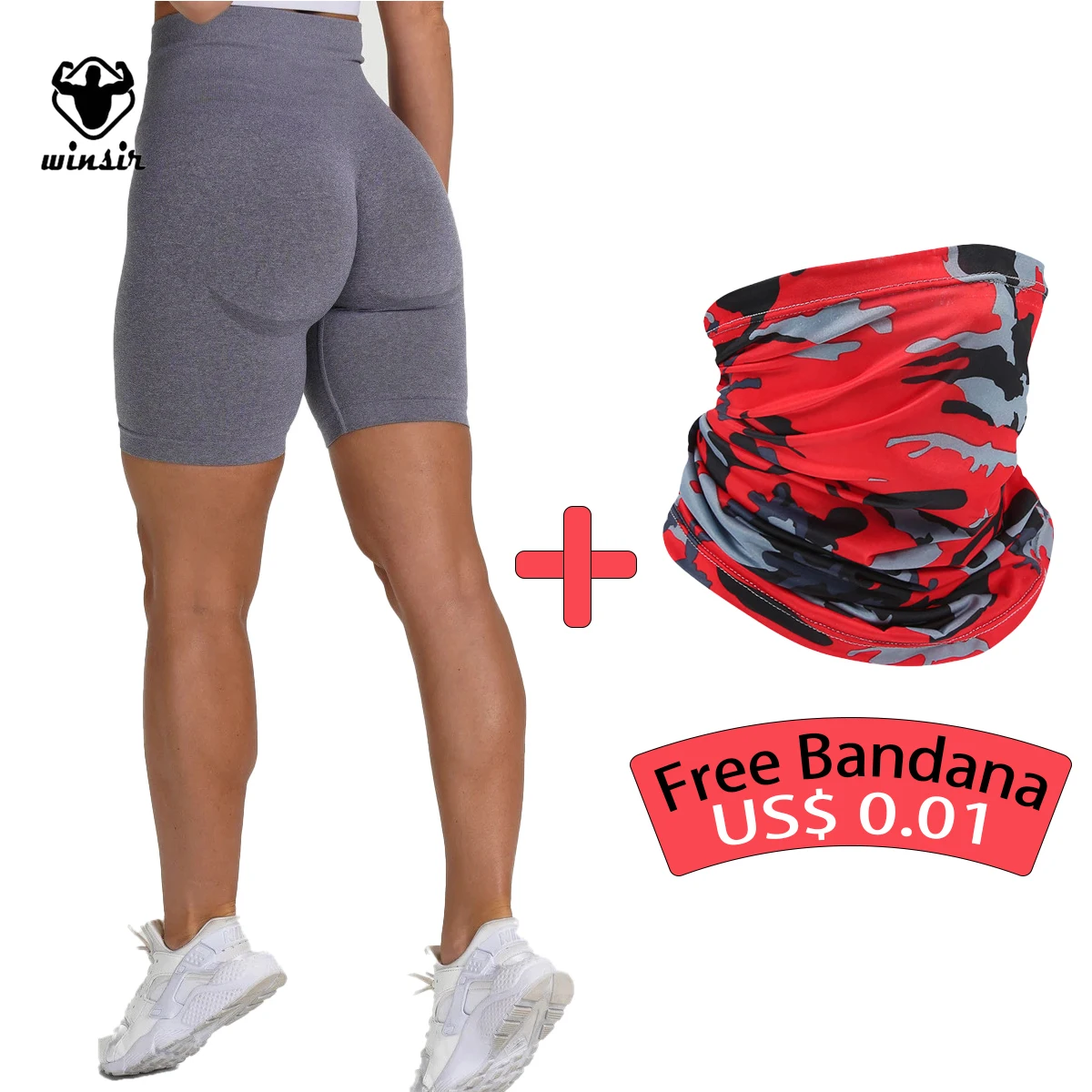 

Gray Nylon Seamless Contour Yoga Biker Shorts High Waisted Workout Pro Gym Sports Wear Fitness Short Leggings for Women