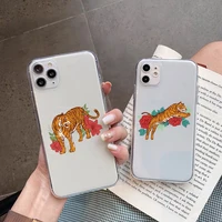 fashion tiger clear phone case for iphone 11 12 13 mini pro max 7 8 plus se2020 x xr xs max cute cartoon transparent cover funda