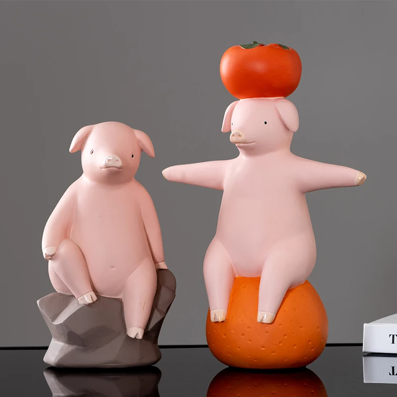 

Креативные Статуэтки из смолы в виде свиньи, миниатюры, Декоративные животные, настольные подарки, статуя в виде свиньи, украшения для дома, ...