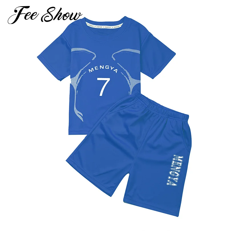 

Дышащий спортивный костюм для мальчиков, Повседневная футболка с коротким рукавом и шорты, быстросохнущая спортивная форма для баскетбола,...