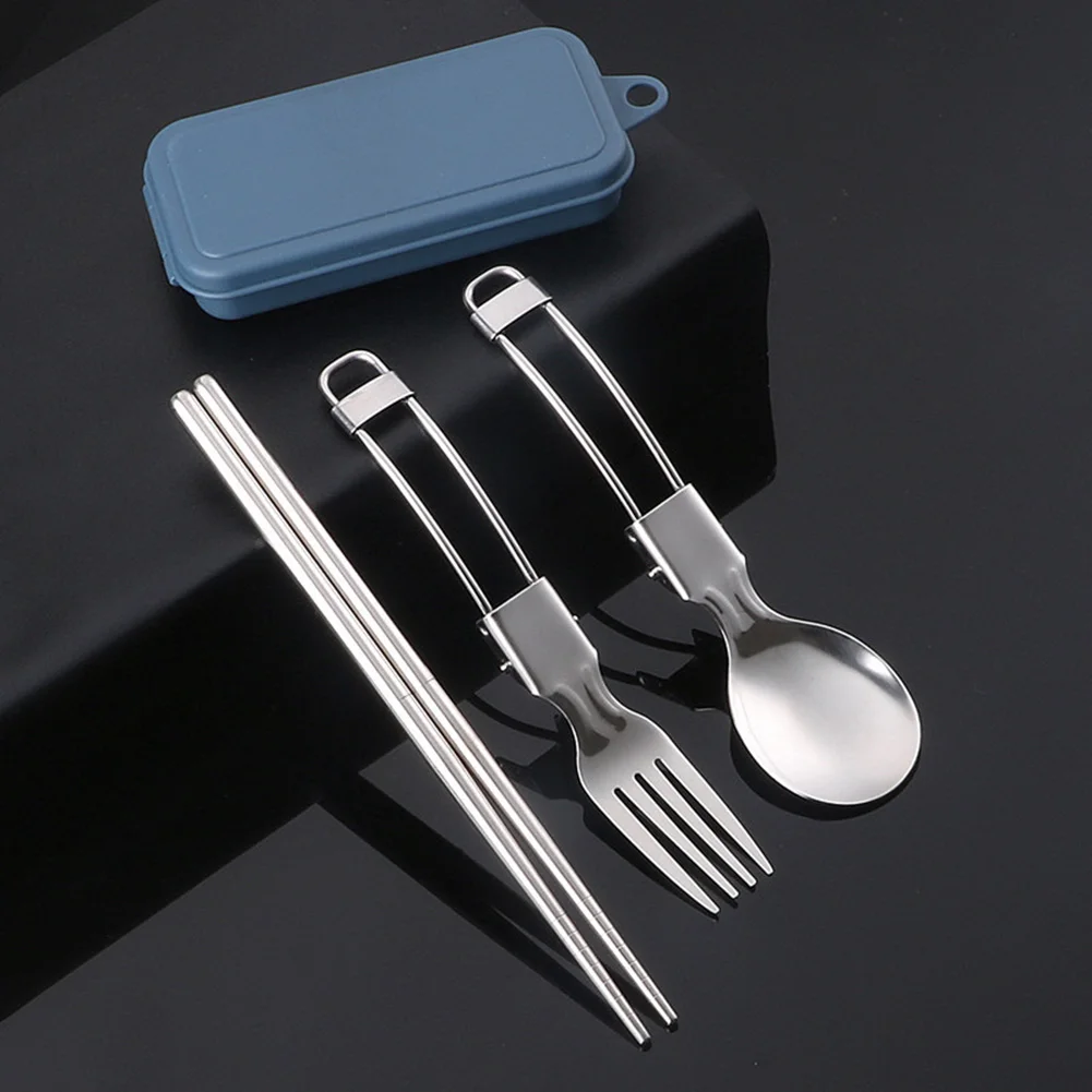 

Picnic Cutlery Camping Utensil Easy Storage Functional Safe And Secure Spoon Chopsticks Fork Set Stainless Steel