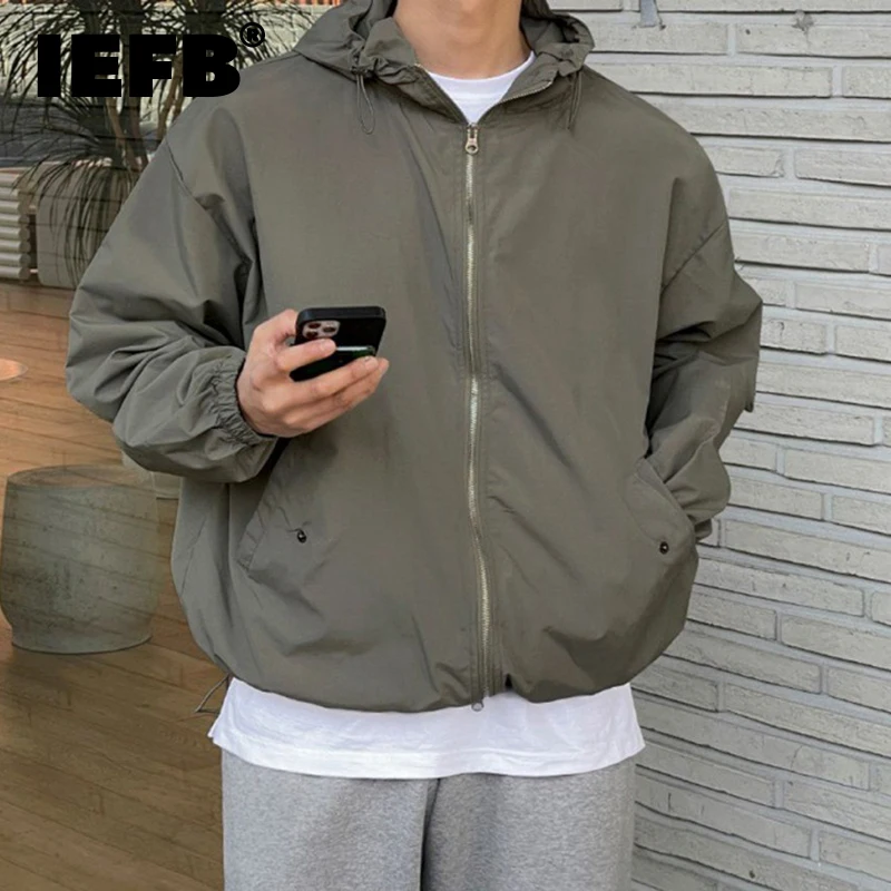 

IEFB Hooded Jacket Trend Men Loose Casual Outdoor Outerwear Autumn New Versatile Tracksuit Men Clothing Korean Style Coat 9C1661