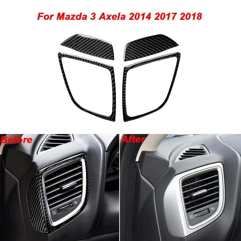 

For Mazda 3 Axela 2014 2017 2018 Carbon Fiber Stickers Car A/C Left Right Air Vent Outlet Cover for Mazda Accessories