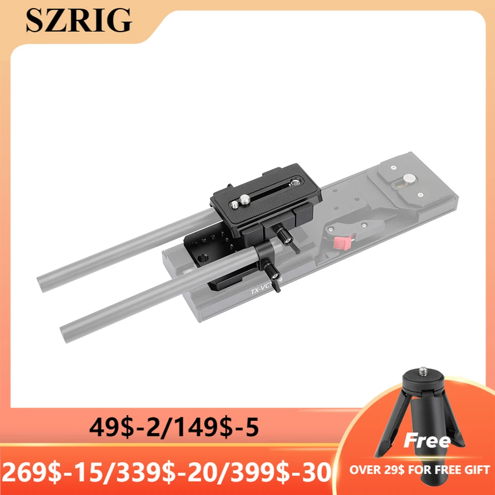 

SZRIG Manfrotto QR Baseplate Sliding Mount With VCT-14 V Lock Adatper 15mm Dual Rod Clamp For Universal Dslr Cameras Tripod