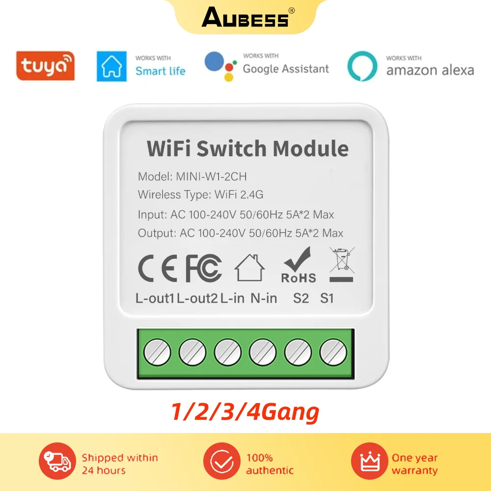 Мини Wi-Fi переключатель Tuya, реле времени «сделай сам» с 2-сторонним ...