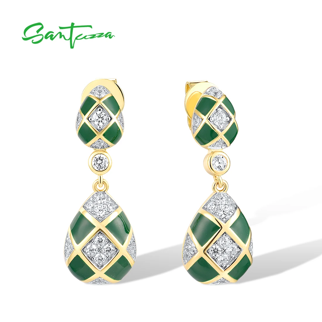 SANTUZZA Аутентичные серьги-гвоздики из стерлингового серебра 925 пробы для женщин